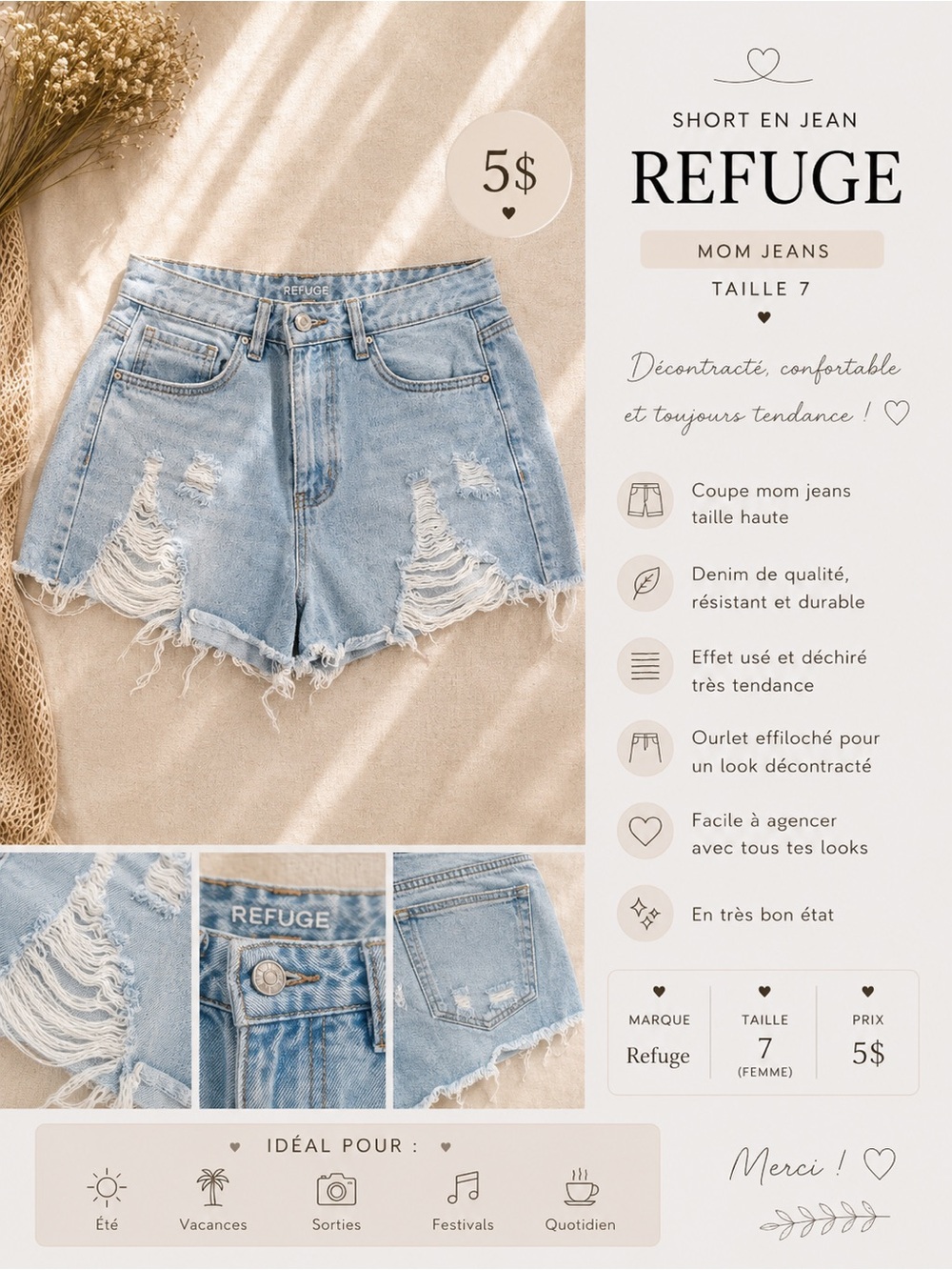 Refuge Light Blue Distressed High-Waist Jean Shorts